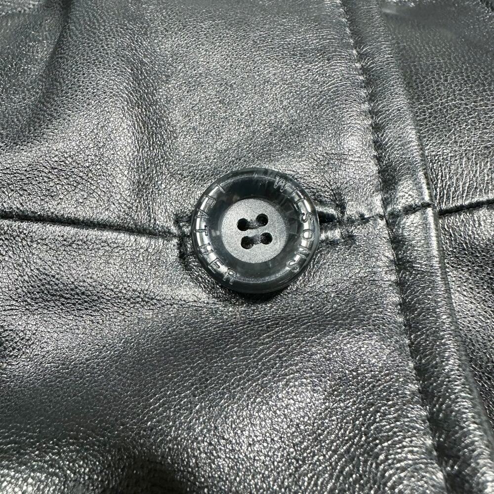 Wilsons Leather | Women | Black Chic Soft Genuine Leather Trench Coat | Medium - Picture 12 of 15
